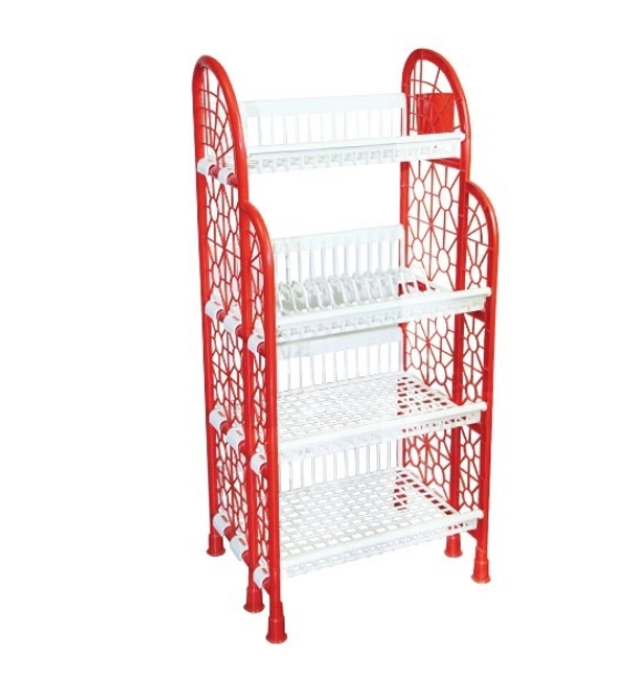 4 Step Prm Kitchen Rack - Red/W